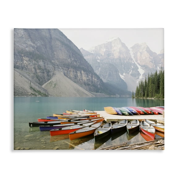 Stupell Industries Cliffside Canoe Dock Landscape Photography Gallery Wrapped Canvas Art Print Wall Art, 20 x 16