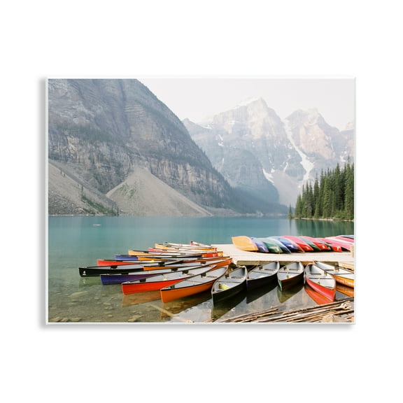 Stupell Industries Cliffside Canoe Dock Landscape Photography Unframed Art Print Wall Art, 14 x 11