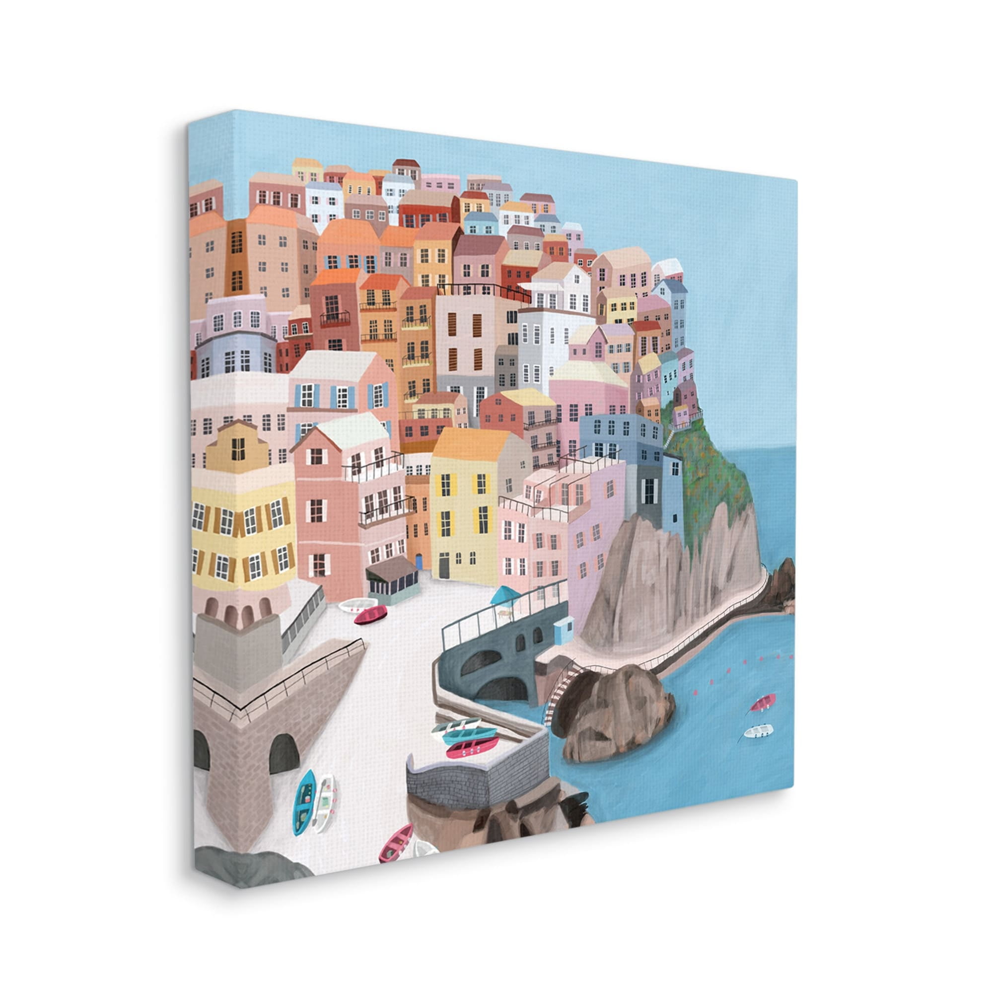 Stupell Industries Cliffside City Skyline Seaside Urban Architecture,36 x 36,Designed by Carla Daly