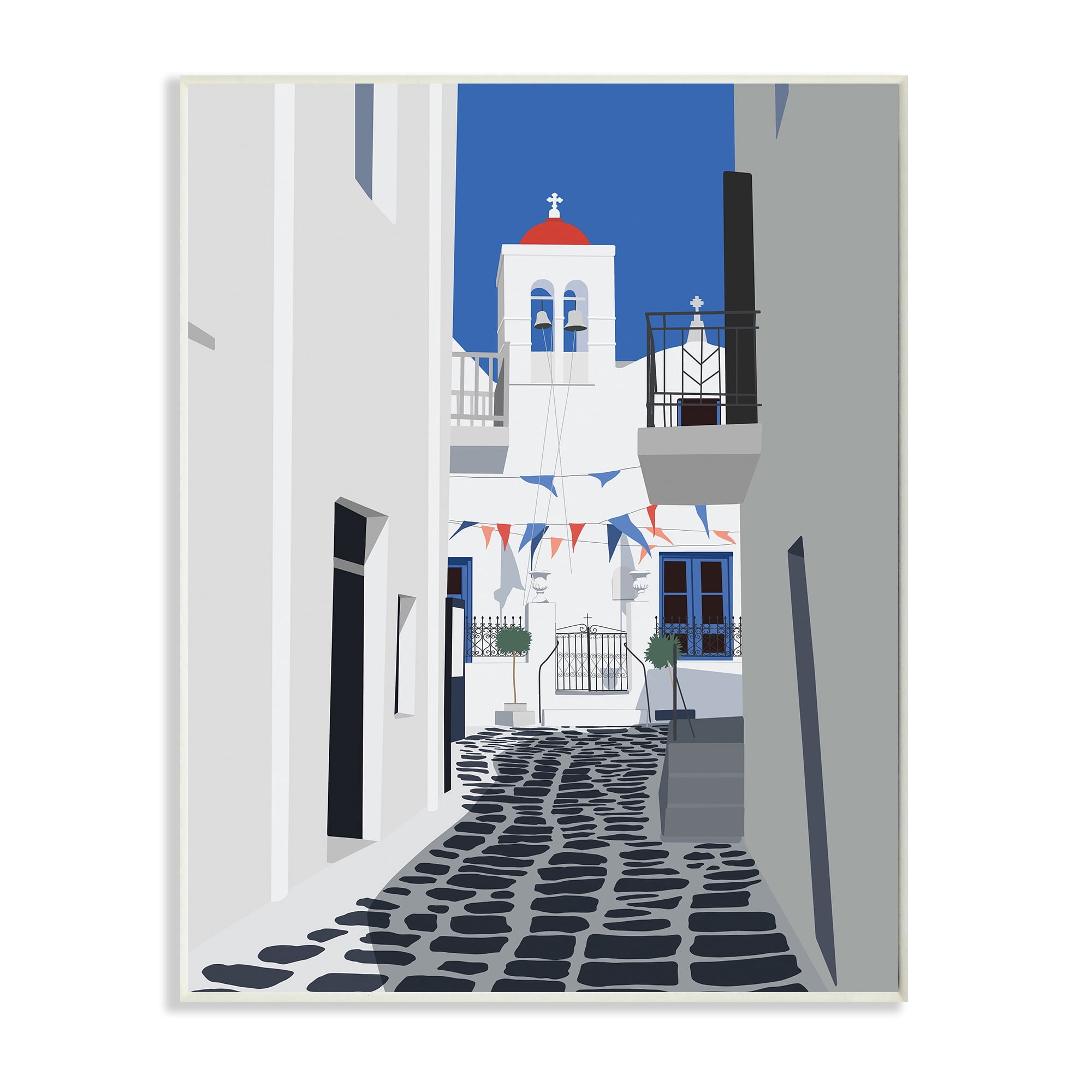 Stupell Industries Cliffside European Church Architecture Woman Resting Abstract Painting Gallery Wrapped Canvas Art Print Wall Art, 36 x 48