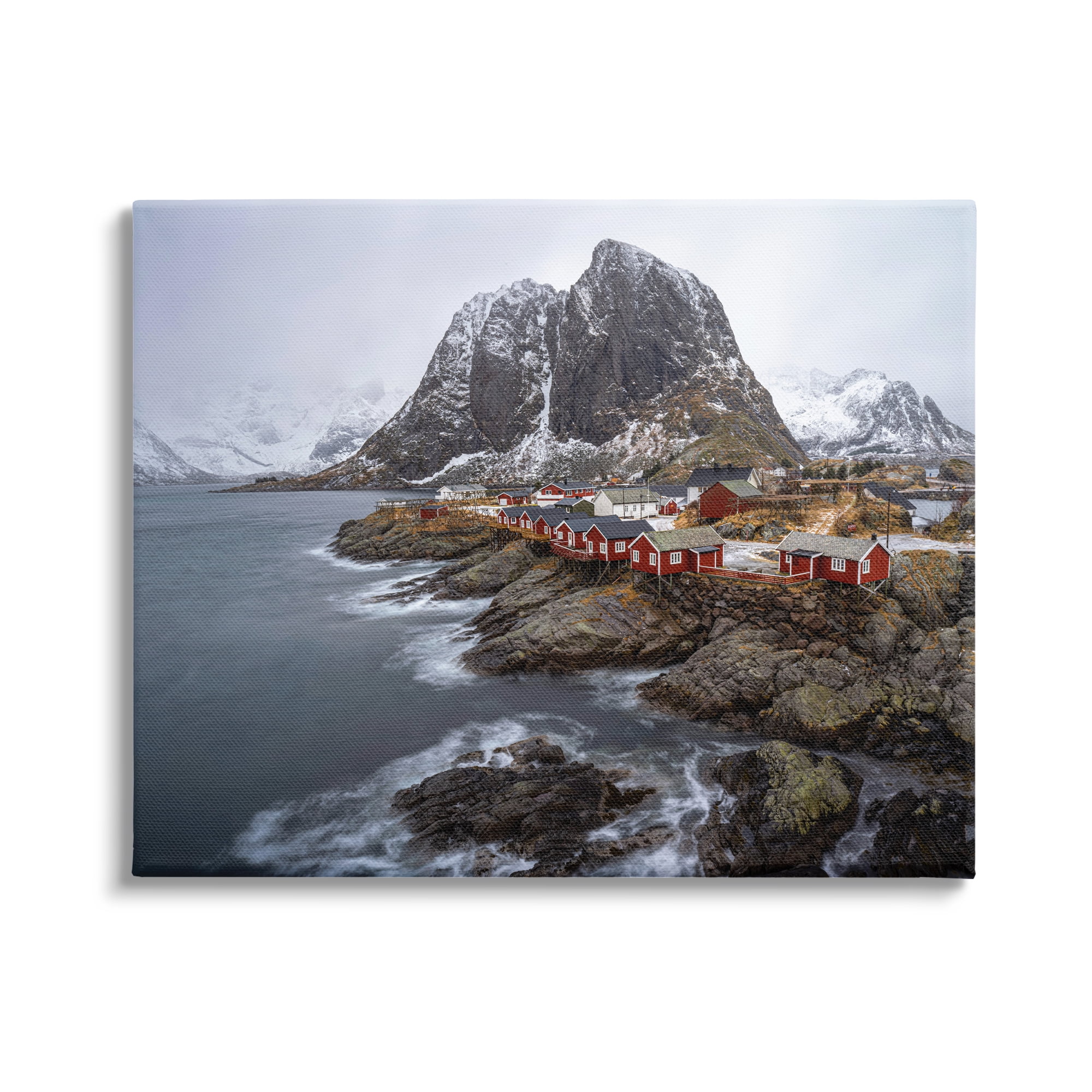 Stupell Industries Cliffside Nautical Town Landscape Photography Gallery Wrapped Canvas Art Print Wall Art, 40 x 30