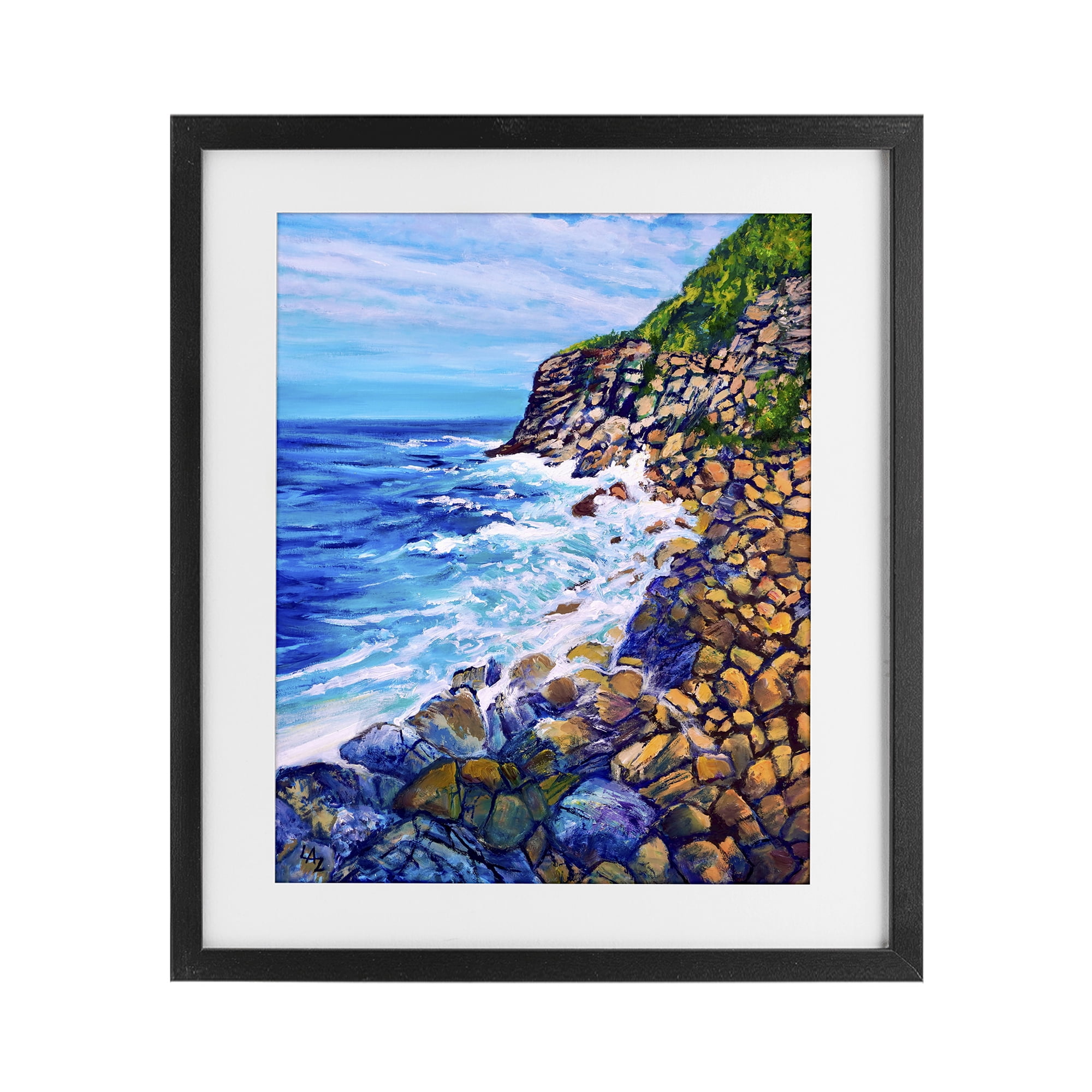 Stupell Industries Cliffside Ocean Spray Black Framed Print Under Glass, design by Lee Ann Zirbes