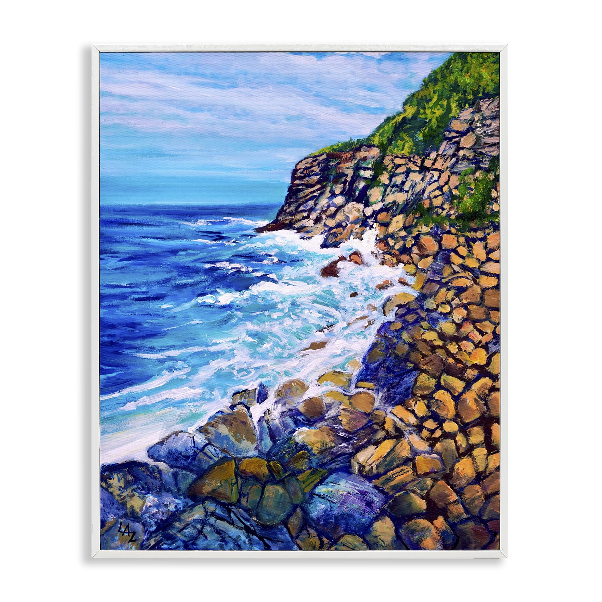 Stupell Industries Cliffside Ocean Spray White Framed Giclee Art, design by Lee Ann Zirbes
