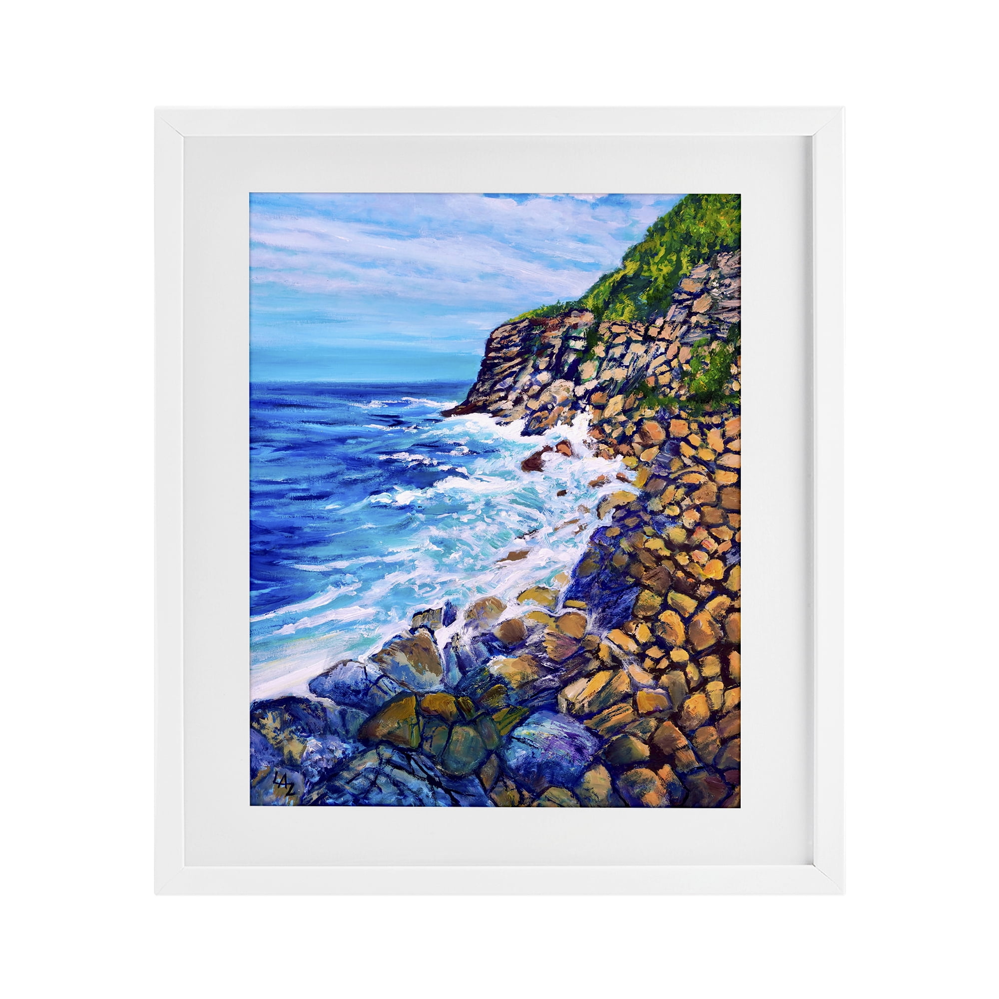 Stupell Industries Cliffside Ocean Spray White Framed Print Under Glass, design by Lee Ann Zirbes