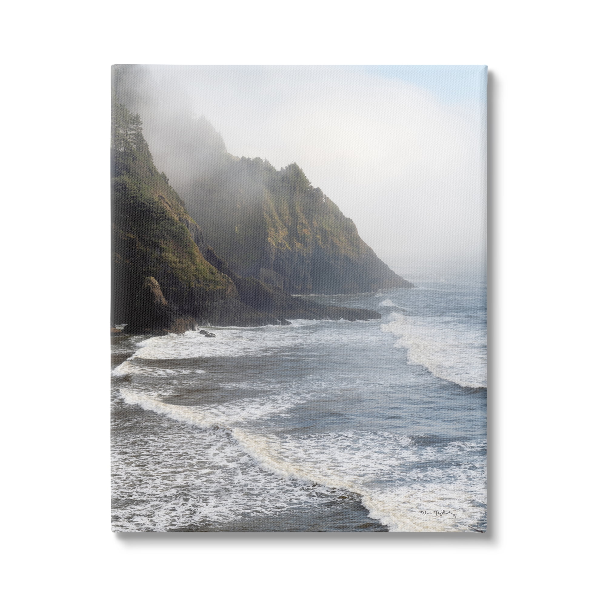 Stupell Industries Cliffside Sea Waves Landscape Nature Photography Gallery Wrapped Canvas Print Wall Art, 24 x 30