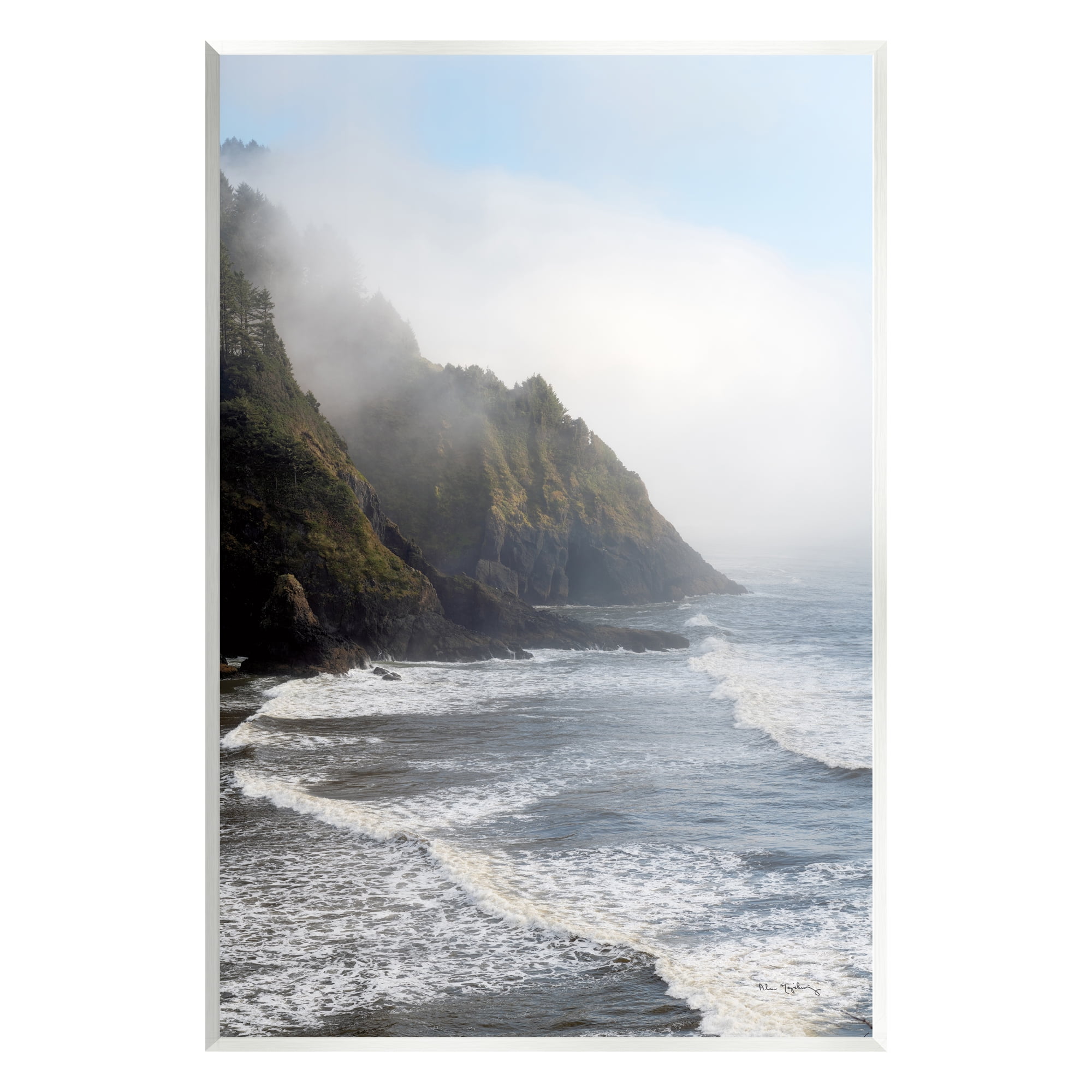 Stupell Industries Cliffside Sea Waves Landscape Nature Photography Unframed Art Print Wall Art, 13 x 19
