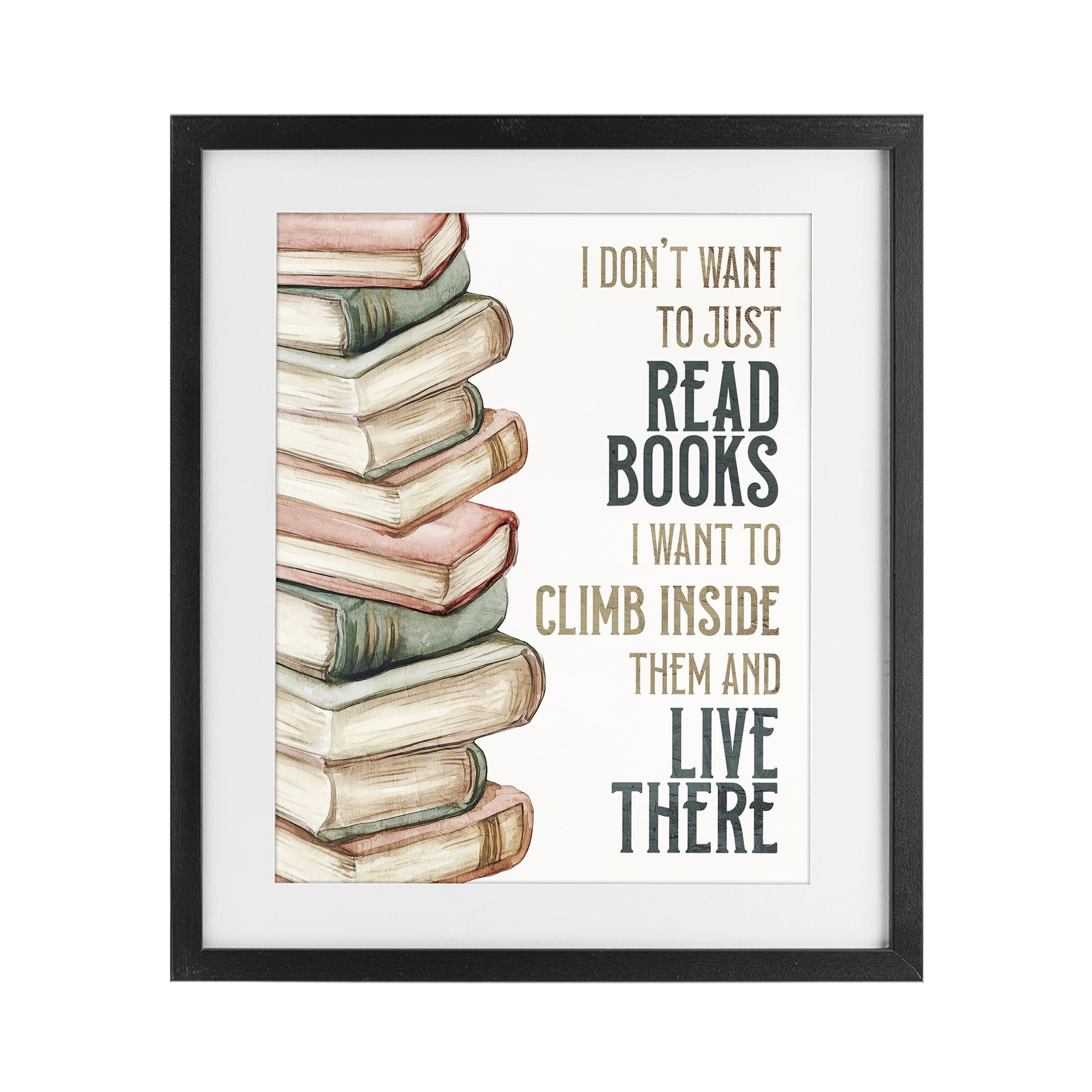Stupell Industries Climb Inside Books & Live There Black Framed Print Under Glass, design by Kim Allen
