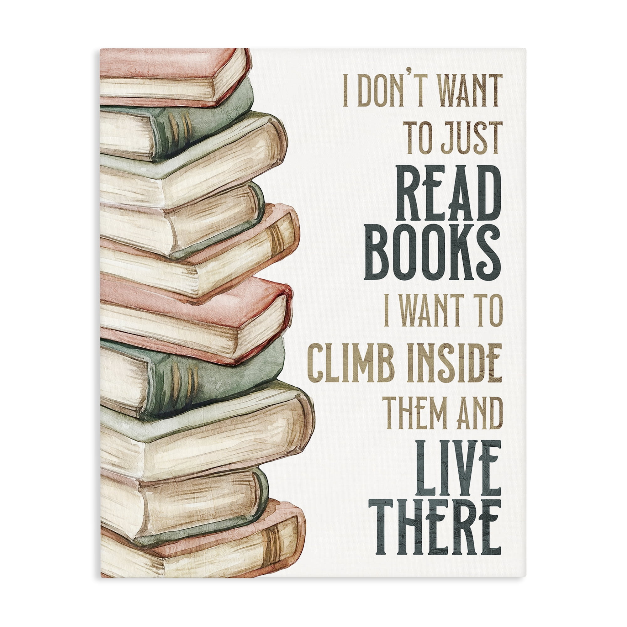 Stupell Industries Climb Inside Books & Live There Canvas Wall Art, design by Kim Allen