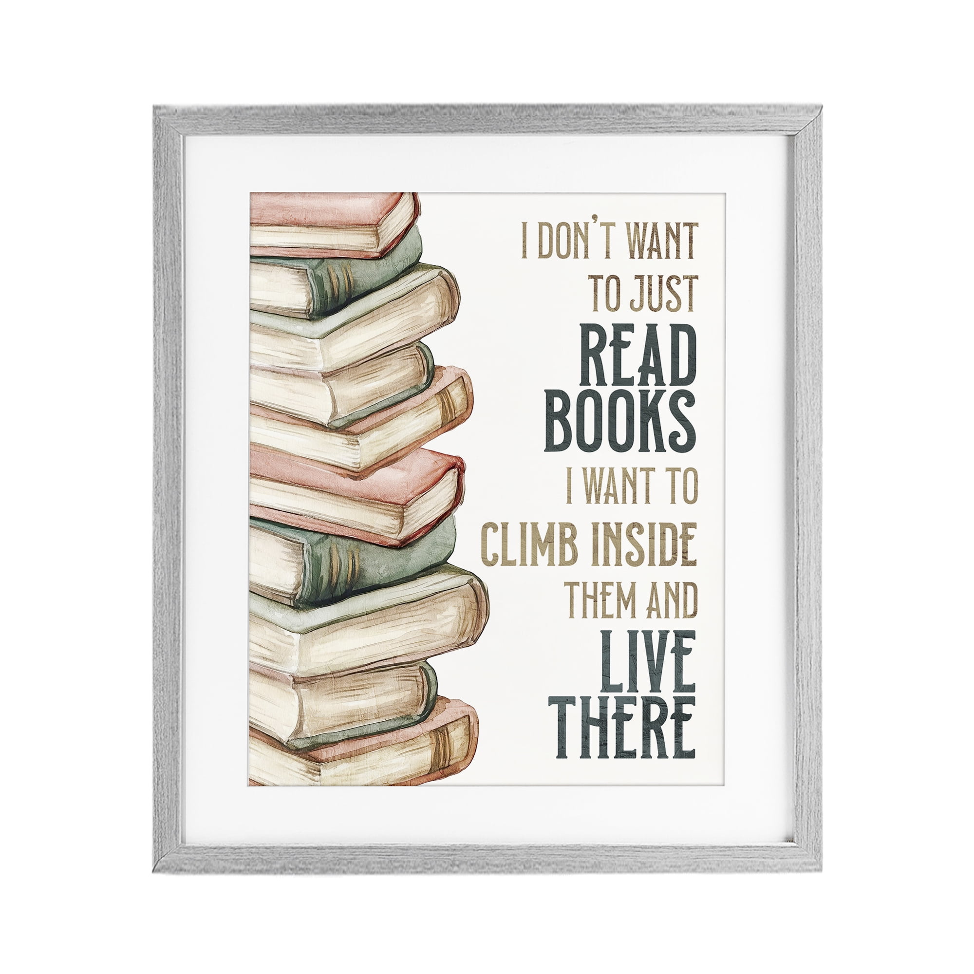 Stupell Industries Climb Inside Books & Live There Gray Framed Print Under Glass, design by Kim Allen