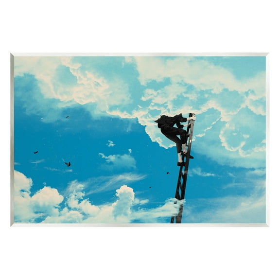 Stupell Industries Climbing Ladder Into Clouds Concept Graphic Art Unframed Art Print Wall Art, Design by Matheus Lopes Castro