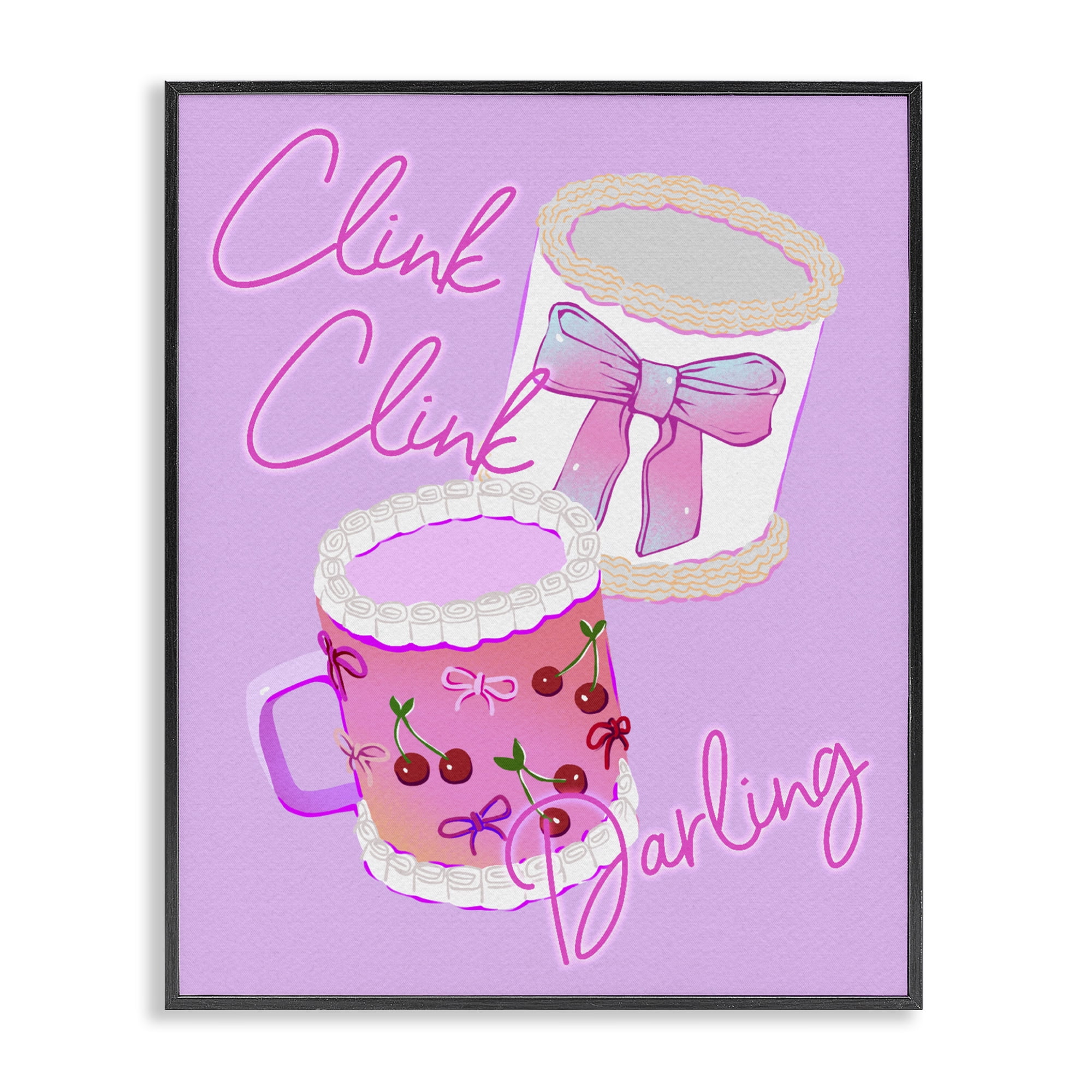 Stupell Industries Clink Darling Cherry Mug Black Framed Giclee Art, design by Ziwei Li
