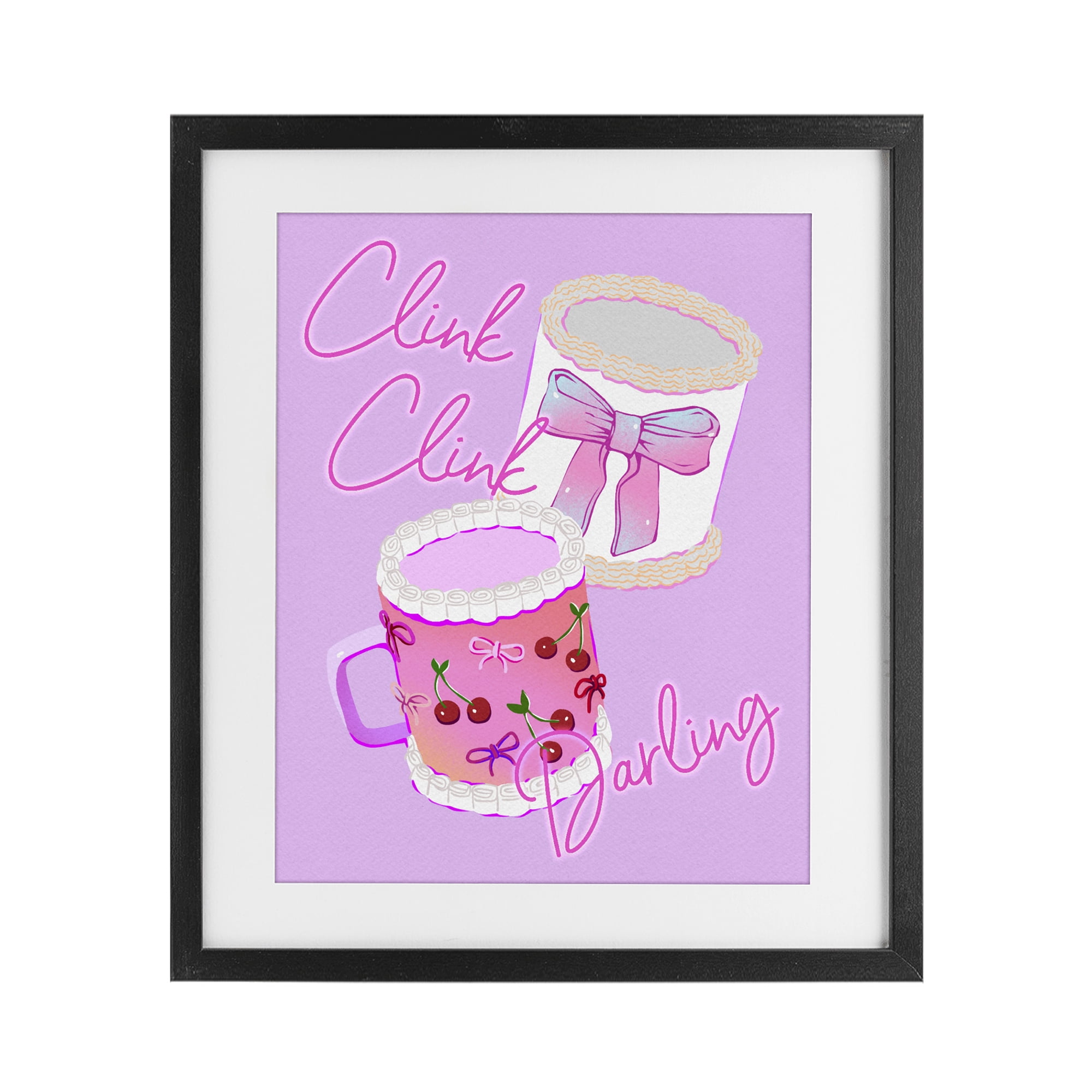 Stupell Industries Clink Darling Cherry Mug Black Framed Print Under Glass, design by Ziwei Li