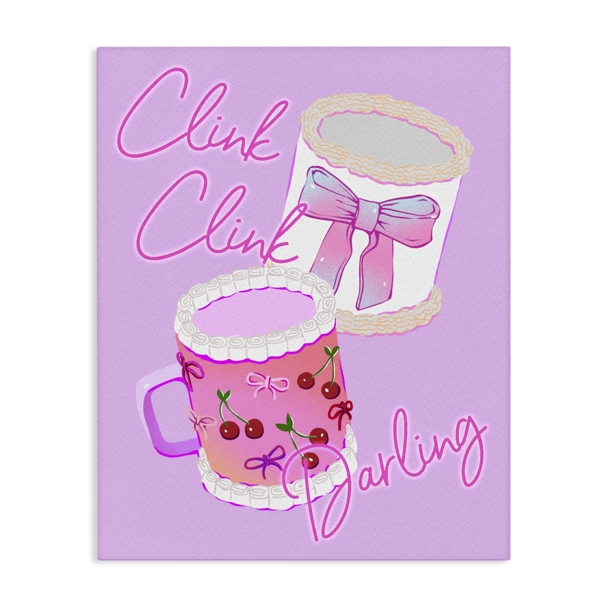 Stupell Industries Clink Darling Cherry Mug Canvas Wall Art, design by Ziwei Li