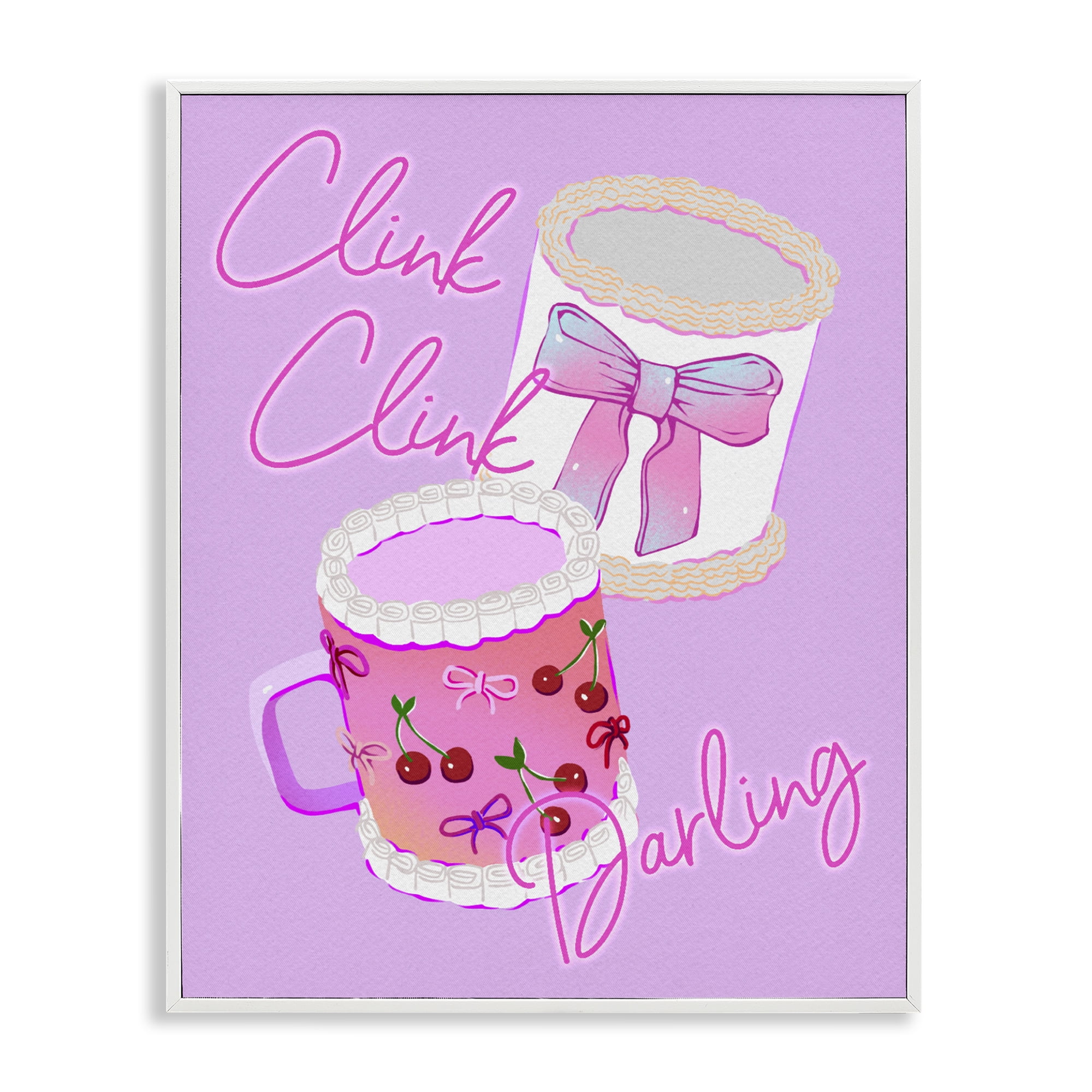 Stupell Industries Clink Darling Cherry Mug White Framed Giclee Art, design by Ziwei Li