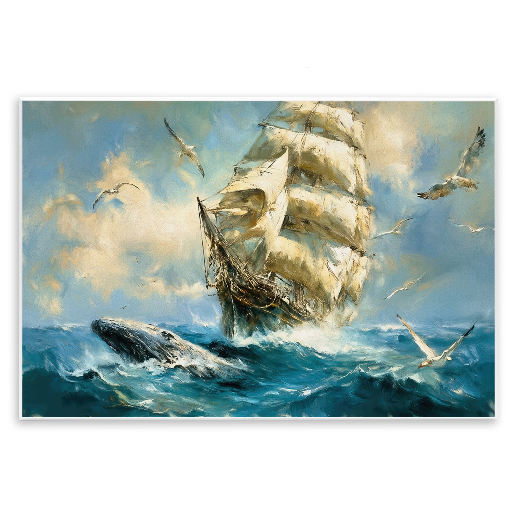 Stupell Industries Clipper Ship & The Whale Wall Plaque Art, design by Tina LeCour