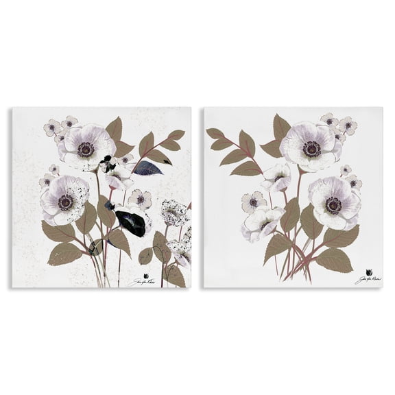 Stupell Industries Close Prayers White Flowers 2 Piece Canvas Wall Art Set design by Joan Davis, 17 x 17