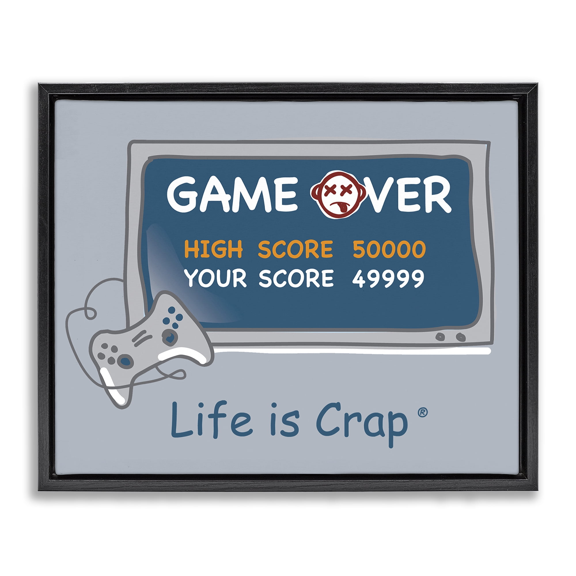 Stupell Industries Close Score Game Over Novelty & Humor Painting Black Floater Framed Canvas Art Print Wall Art, 21 x 17