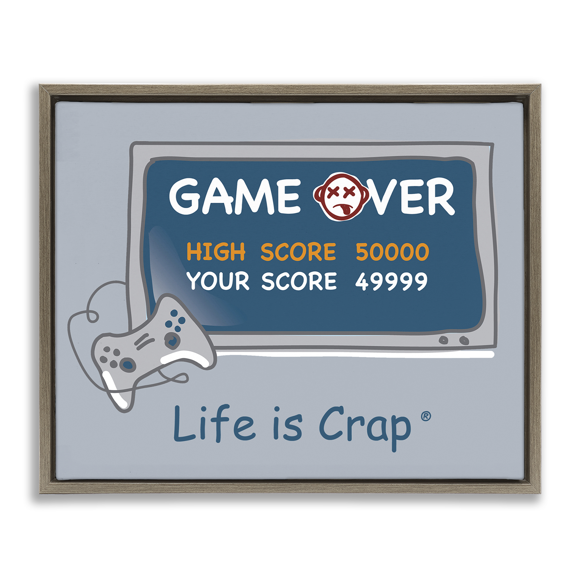 Stupell Industries Close Score Game Over Novelty & Humor Painting Brown Floater Framed Canvas Art Print Wall Art, 21 x 17