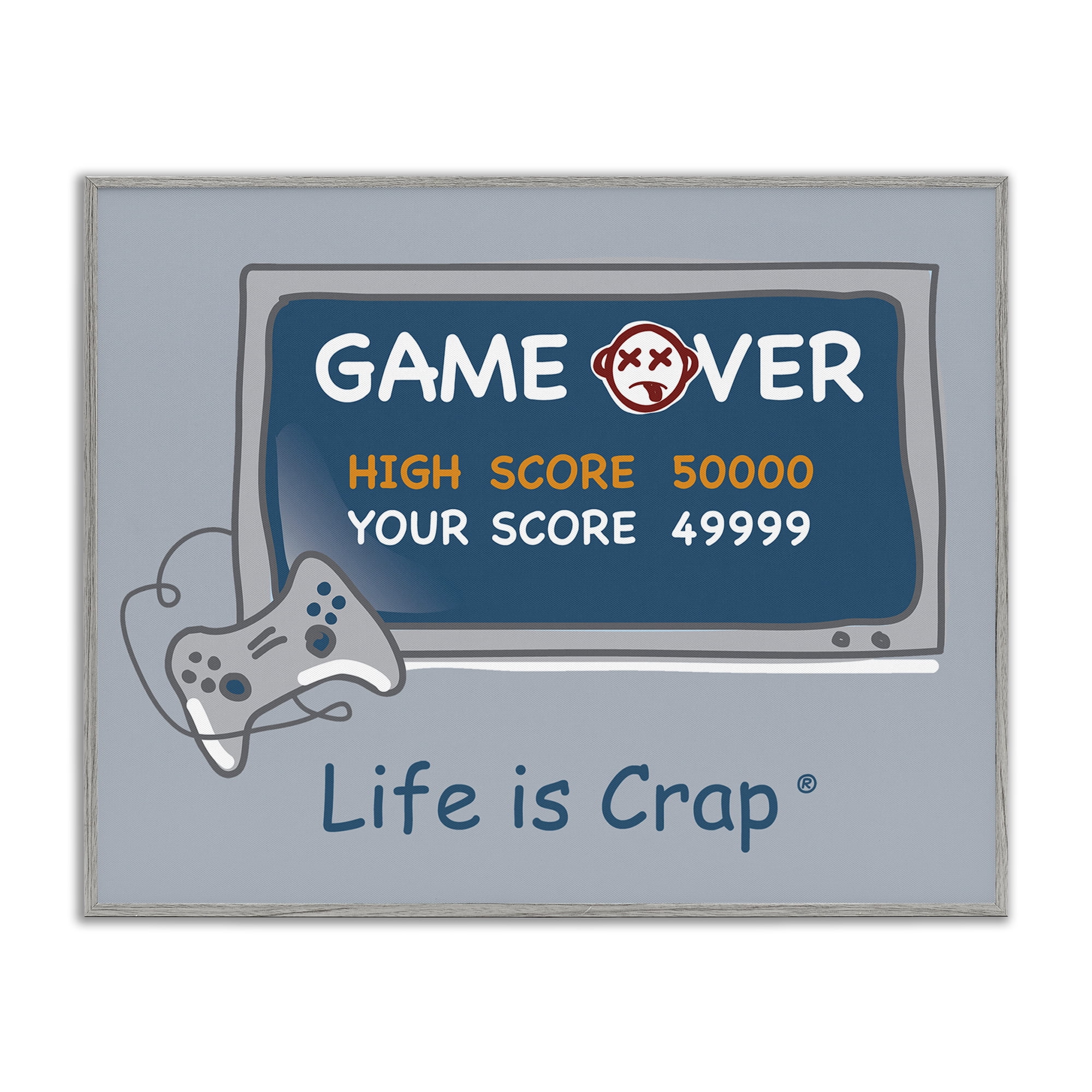 Stupell Industries Close Score Game Over Novelty & Humor Painting Gray Framed Art Print Wall Art, 30 x 24
