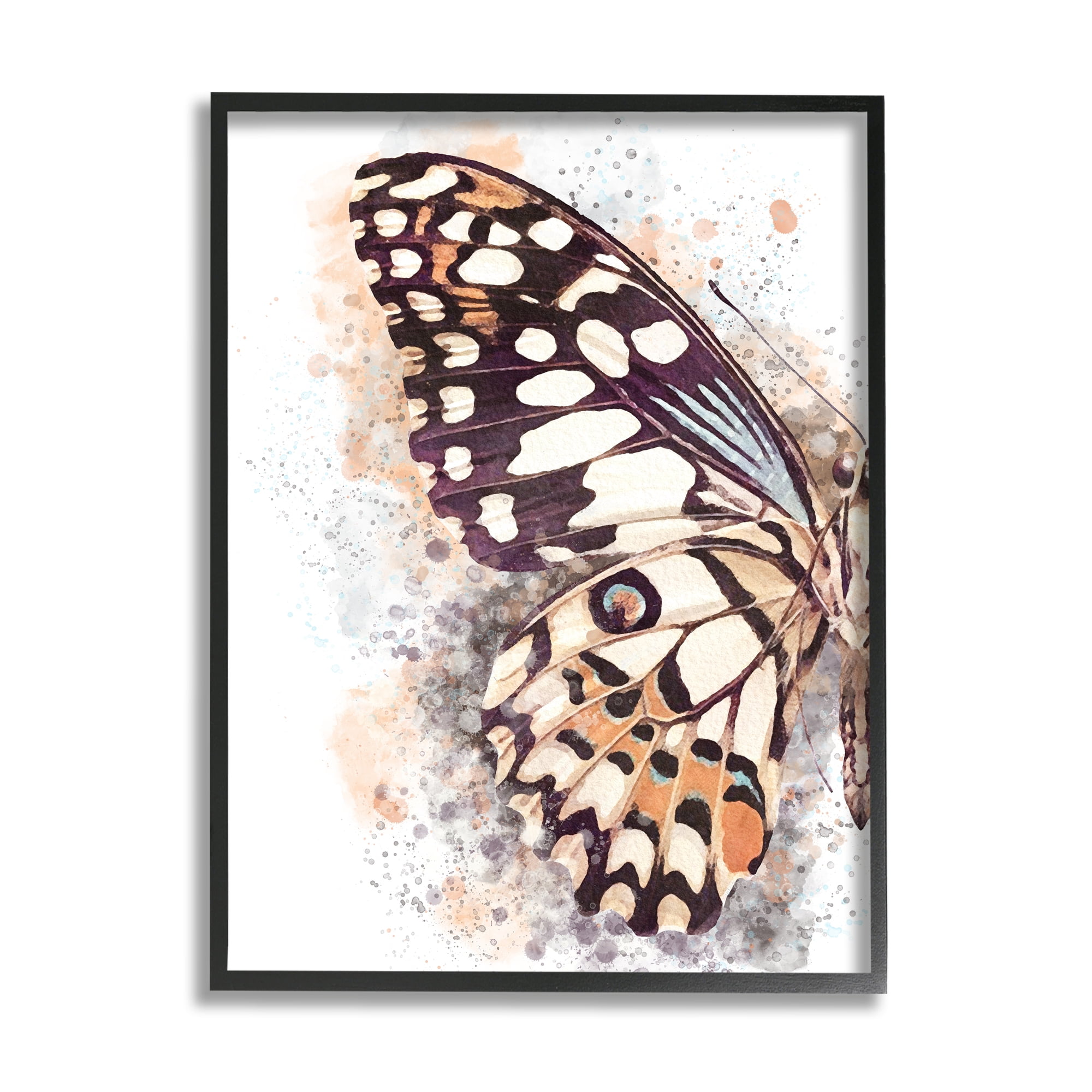 Stupell Industries Close Up Butterfly Patterned Wing Paint Splatter, 11 x 14, Designed by Ros Ruseva