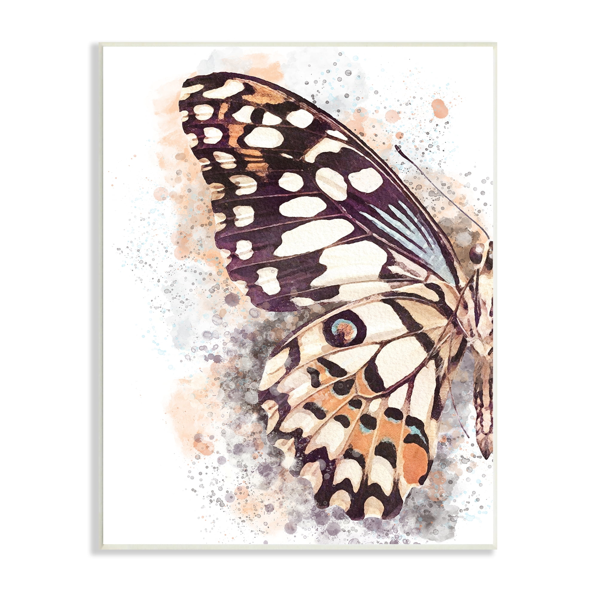 Stupell Industries Close Up Butterfly Patterned Wing Paint Splatter, 13 x 19, Designed by Ros Ruseva