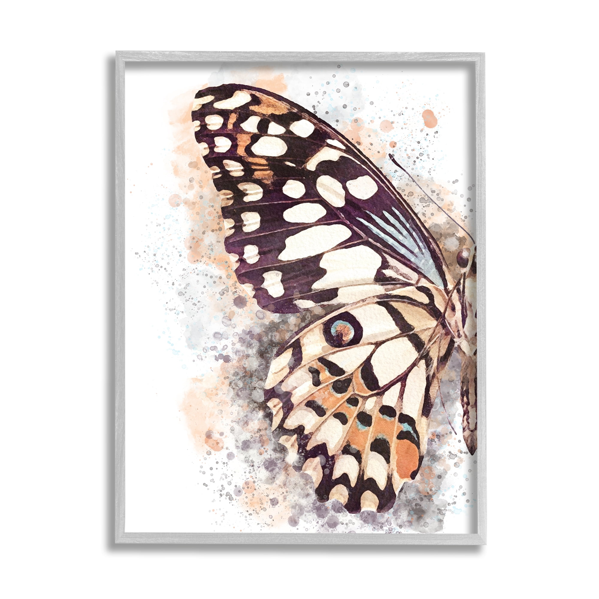Stupell Industries Close Up Butterfly Patterned Wing Paint Splatter, 24 x 30, Designed by Ros Ruseva