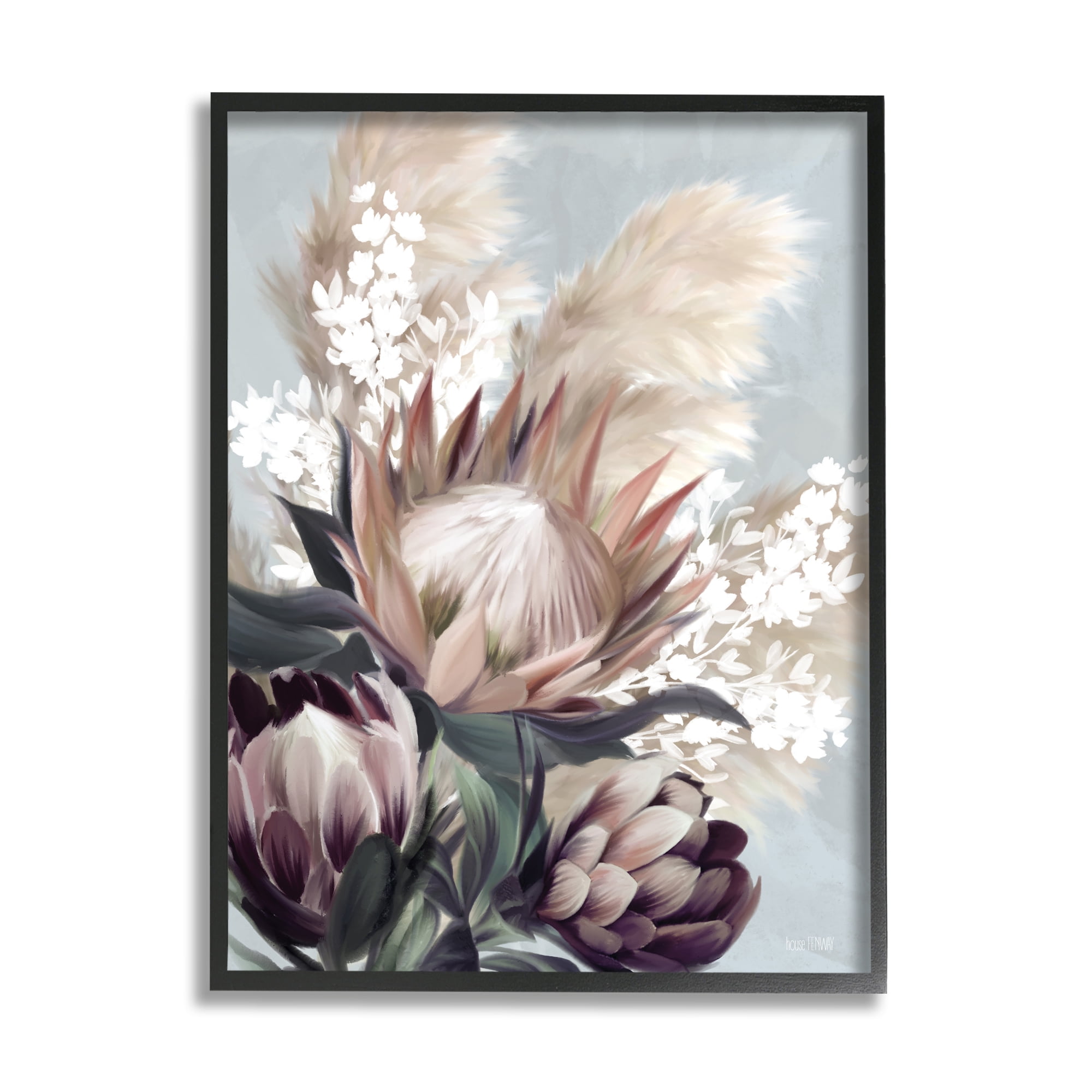 Stupell Industries Close Up Country Plants Botanical & Floral Painting Black Framed Art Print Wall Art, 24 x 30