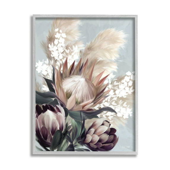 Stupell Industries Close Up Country Plants Botanical & Floral Painting Gray Framed Art Print Wall Art, 11 x 14