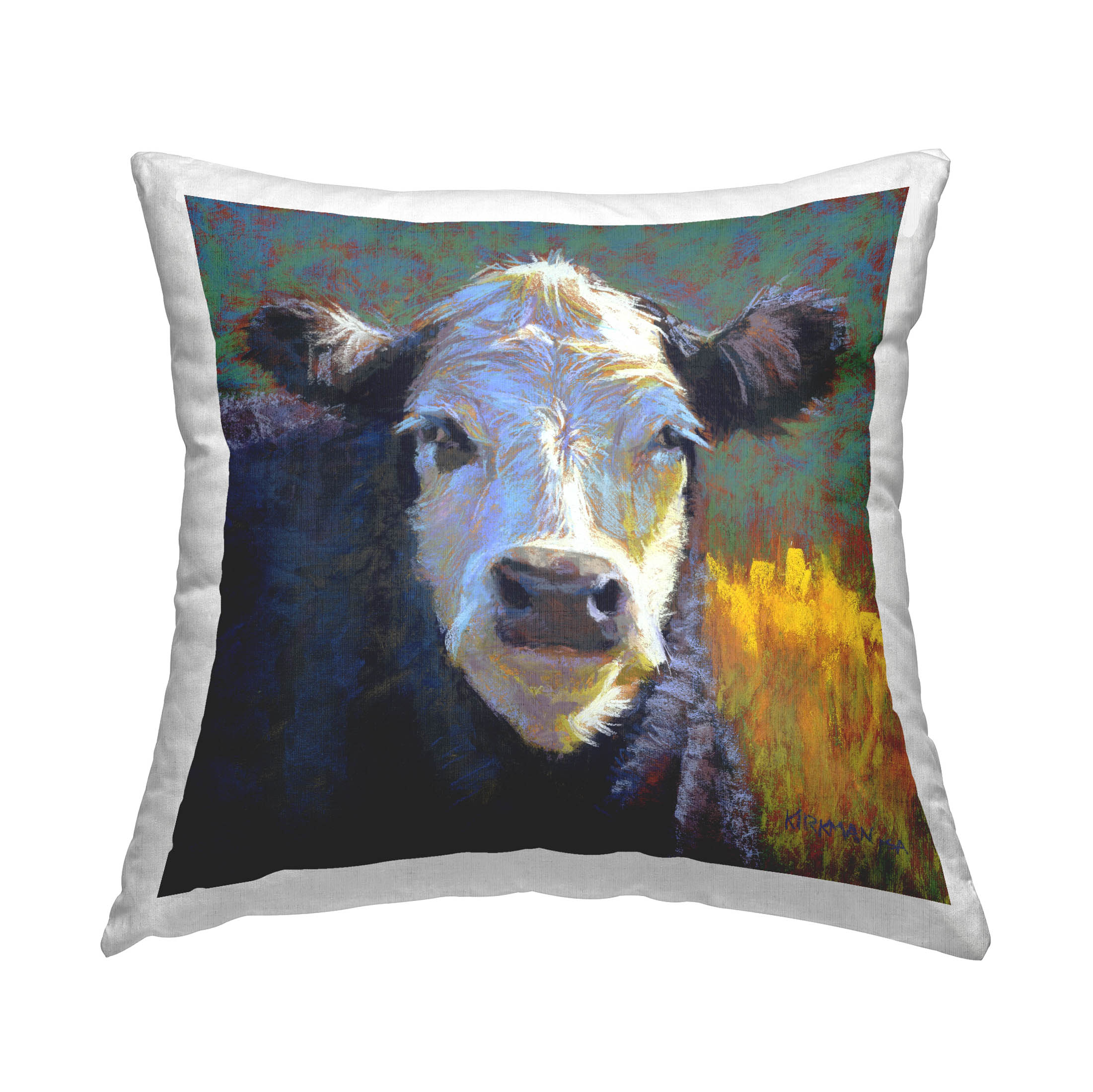 Stupell Industries Close Up Cow Portrait Printed Throw Pillow Design by Rita Kirkman