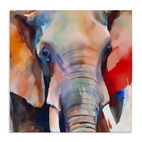 Stupell Industries Close Up Elephant Face Animals & Insects Painting Gallery Wrapped Canvas Art Print Wall Art, 17 x 17