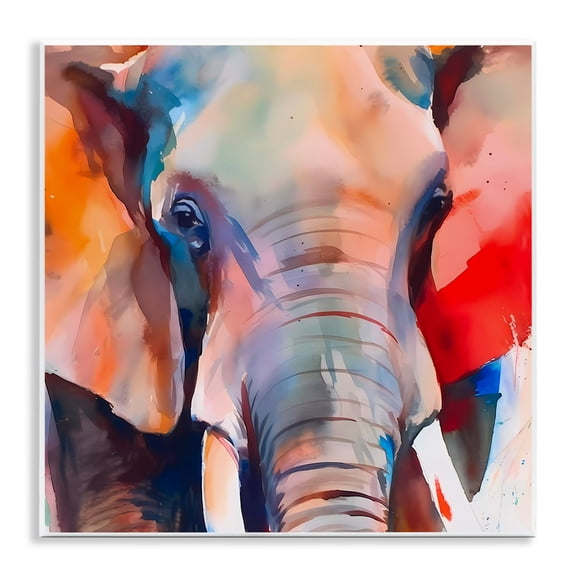 Stupell Industries Close Up Elephant Face Animals & Insects Painting Unframed Art Print Wall Art, 12 x 12