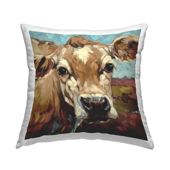 Stupell Industries Close Up Farm Cow Face Printed Throw Pillow Design by Andrea Lavery