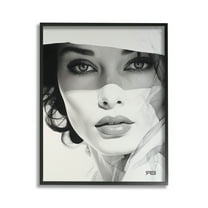Stupell Industries Close Up Fashion Portrait Beauty & Fashion Painting Black Framed Art Print Wall Art, 11 x 14
