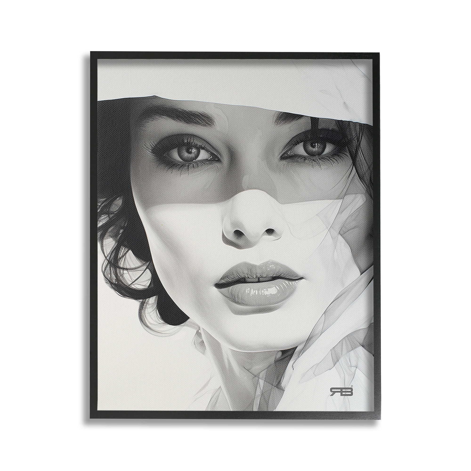 Stupell Industries Close Up Fashion Portrait Beauty & Fashion Painting Black Framed Art Print Wall Art, 16 x 20