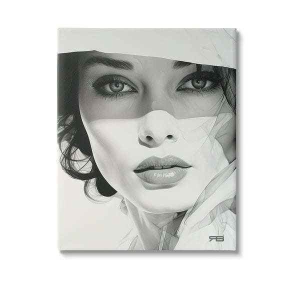 Stupell Industries Close Up Fashion Portrait Beauty & Fashion Painting Gallery Wrapped Canvas Art Print Wall Art, 16 x 20