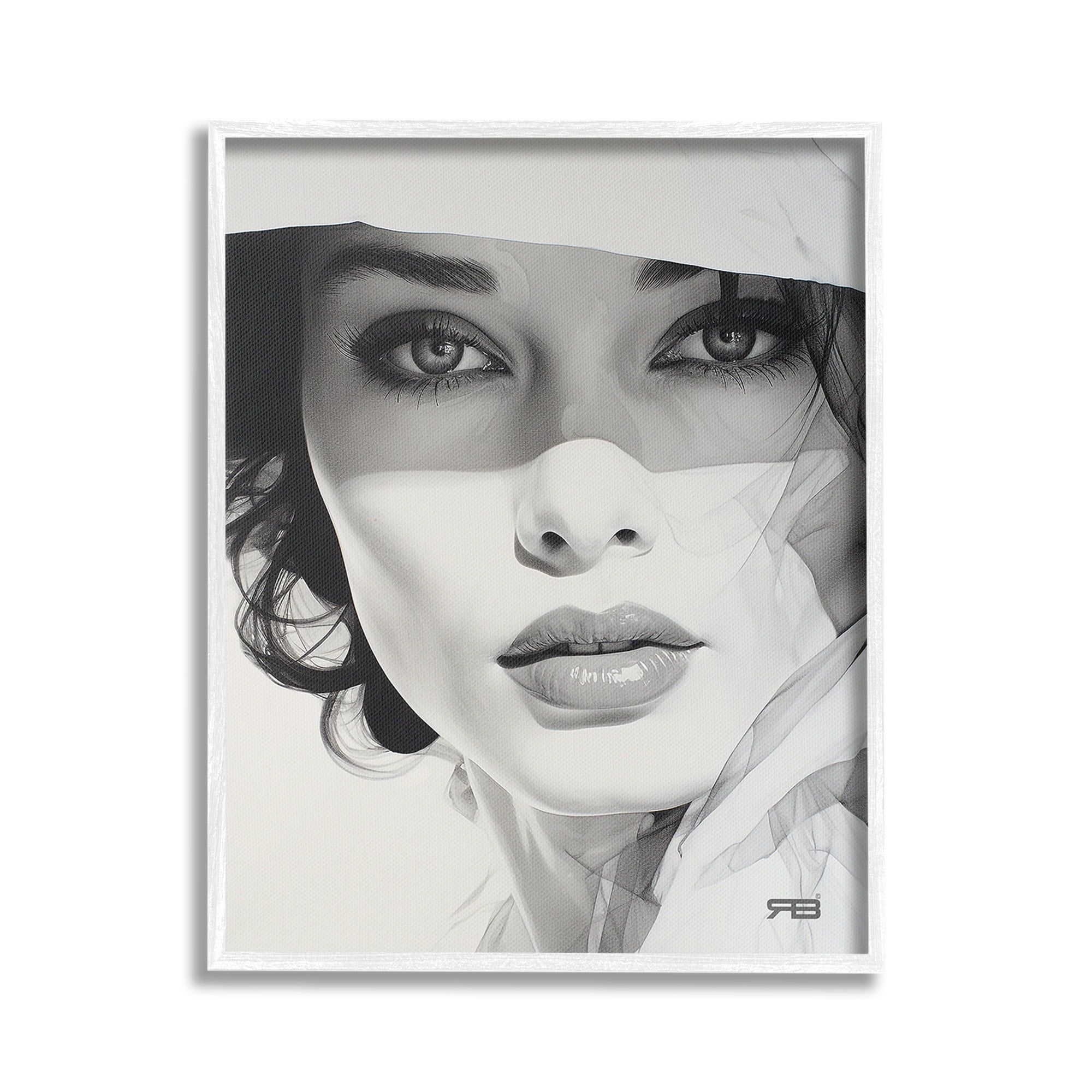 Stupell Industries Close Up Fashion Portrait Beauty & Fashion Painting White Framed Art Print Wall Art, 24 x 30