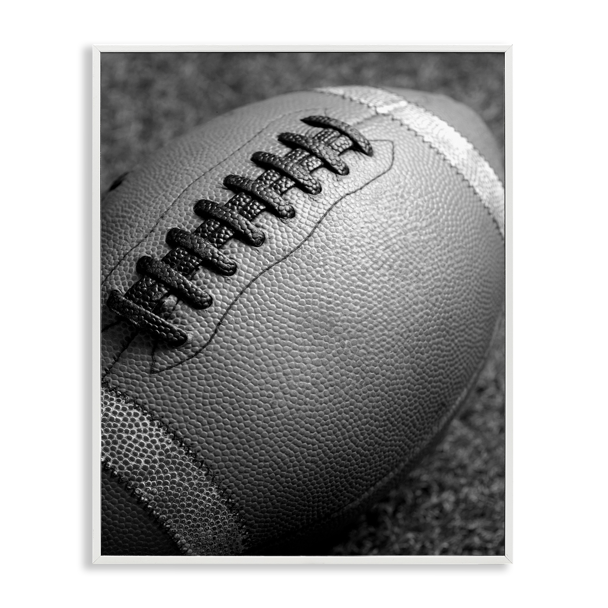 Stupell Industries Close Up Football Sports Photography White Framed Art Print Wall Art, 11 x 14