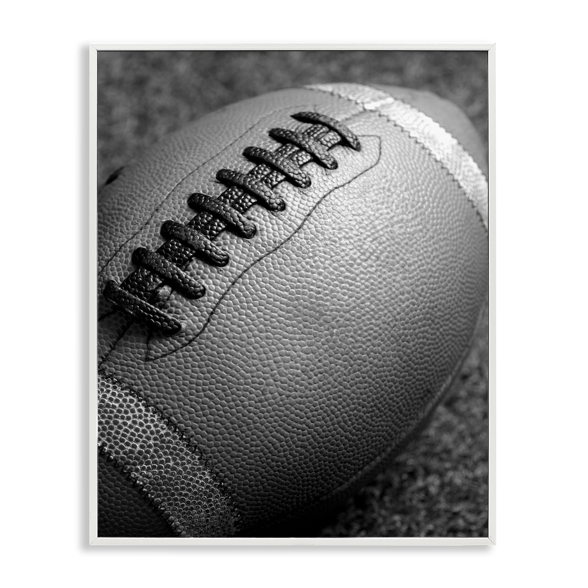 Stupell Industries Close Up Football Sports Photography White Framed Art Print Wall Art, 24 x 30
