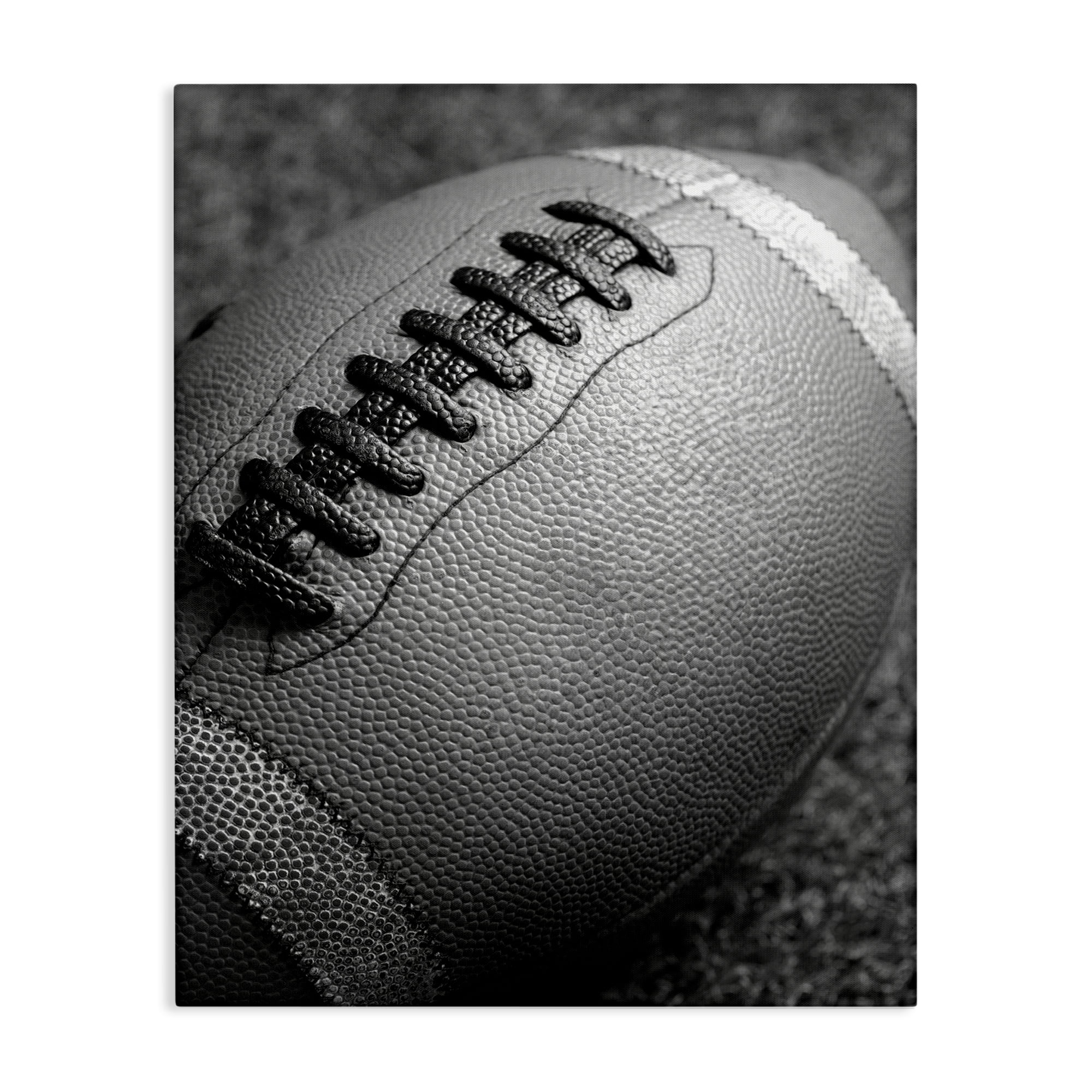 Stupell Industries Close Up Football Sports Photography Wrapped Canvas Art Print Wall Art, 30 x 40