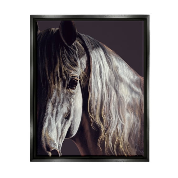 Stupell Industries Close Up Horse Face Portrait Animals & Insects Photography Black Floater Framed Art Print Wall Art