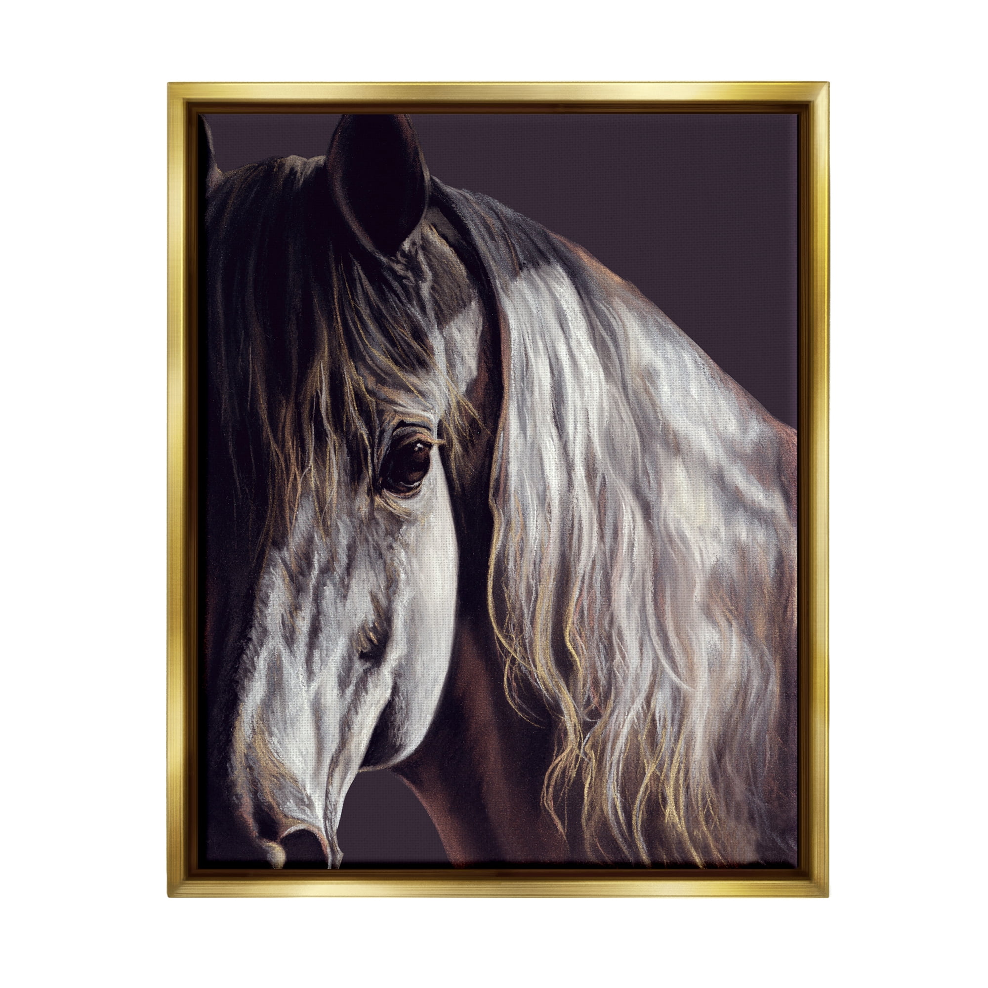 Stupell Industries Close Up Horse Face Portrait Animals & Insects Photography Gold Floater Framed Art Print Wall Art