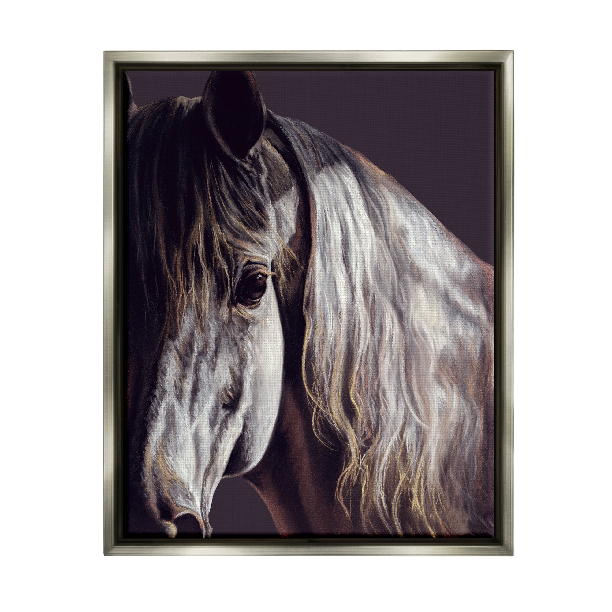 Stupell Industries Close Up Horse Face Portrait Animals & Insects Photography Gray Floater Framed Art Print Wall Art