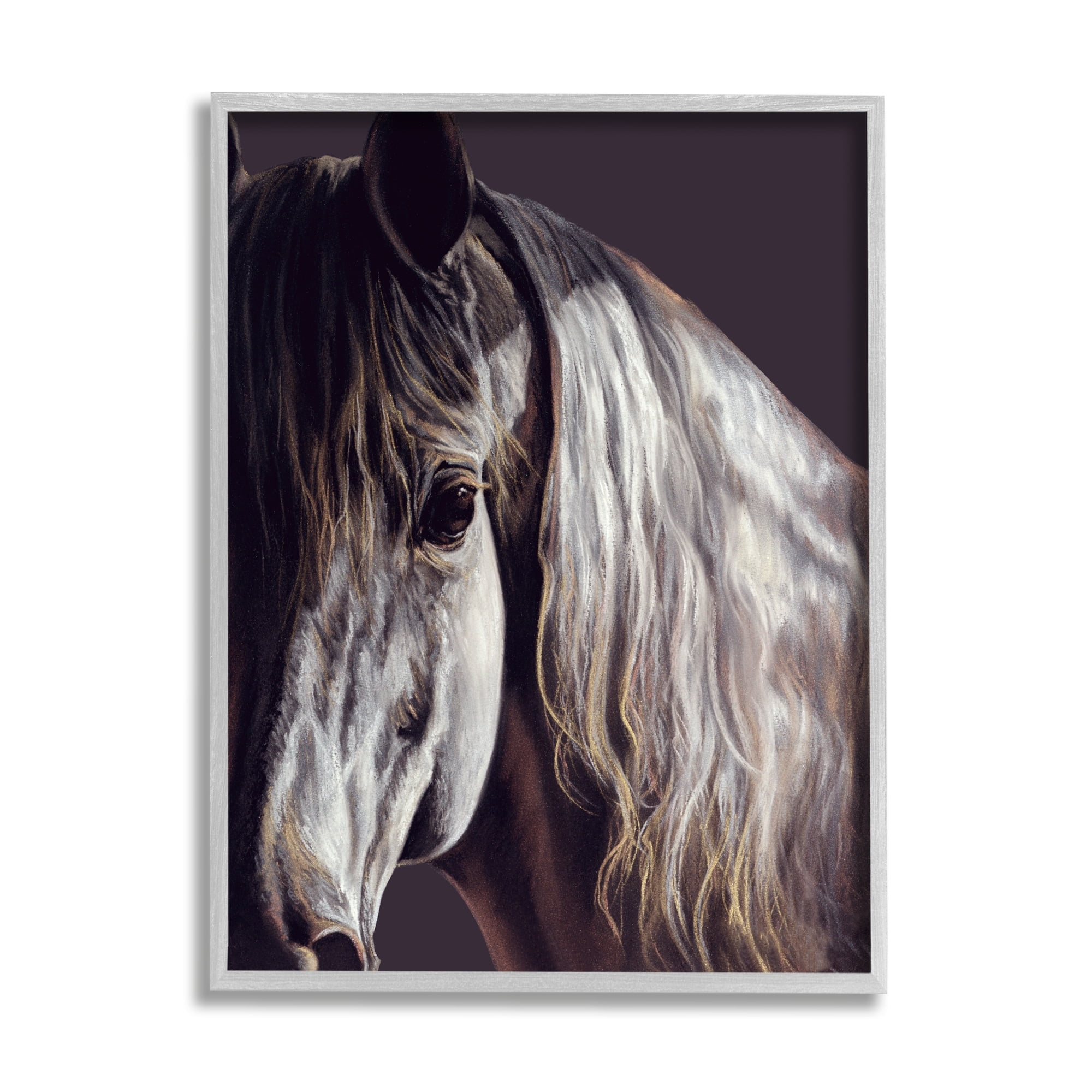 Stupell Industries Close Up Horse Face Portrait Animals & Insects Photography Gray Framed Art Print Wall Art