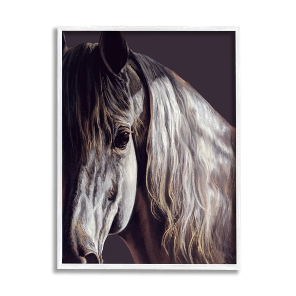 Stupell Industries Close Up Horse Face Portrait Animals & Insects Photography White Framed Art Print Wall Art