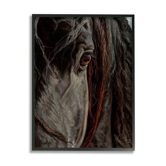 Stupell Industries Close Up Horse Portrait Animals & Insects Painting Black Framed Art Print Wall Art, 11 x 14