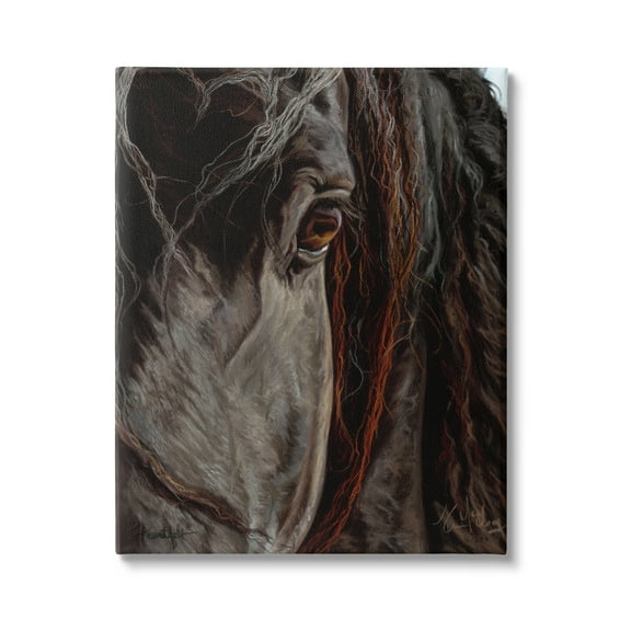 Stupell Industries Close Up Horse Portrait Animals & Insects Painting Gallery Wrapped Canvas Print Wall Art, 16 x 20