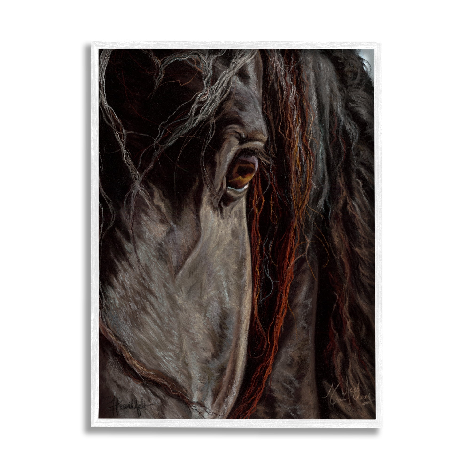 Stupell Industries Close Up Horse Portrait Animals & Insects Painting White Framed Art Print Wall Art, 16 x 20