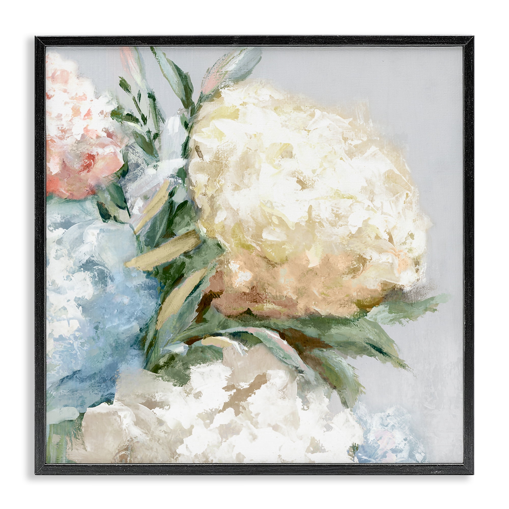 Stupell Industries Close Up Hydrangea Blossom Plants & Flowers Painting Black Framed Art Print Wall Art, 17 x 17