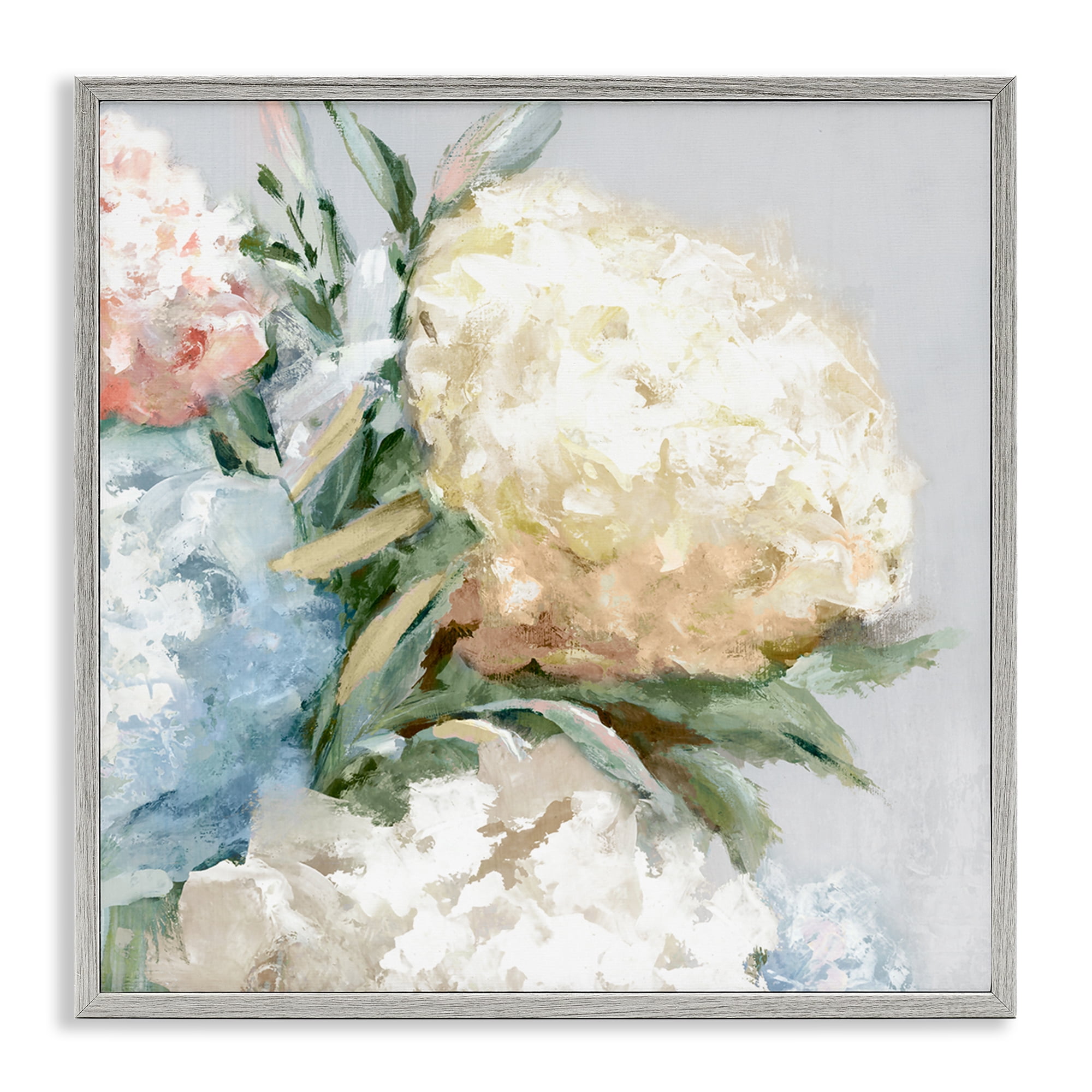 Stupell Industries Close Up Hydrangea Blossom Plants & Flowers Painting Gray Framed Art Print Wall Art, 17 x 17