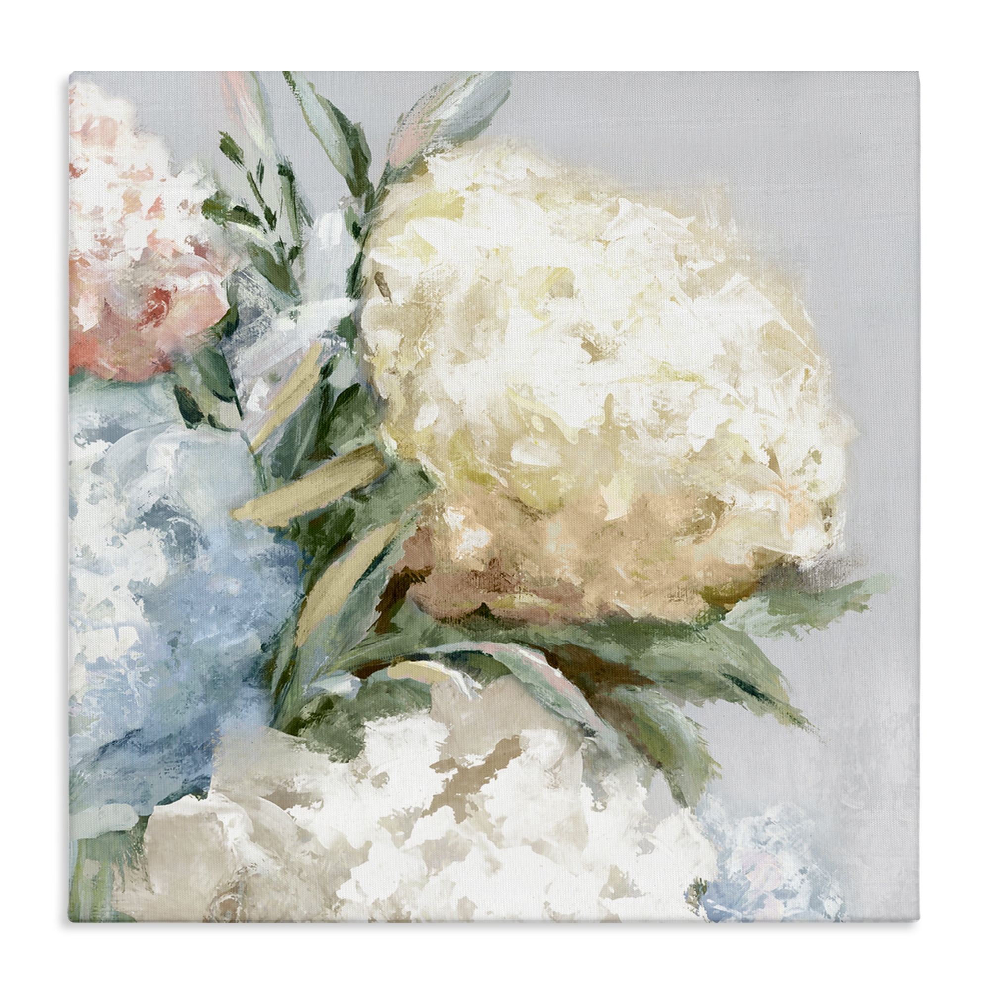 Stupell Industries Close Up Hydrangea Blossom Plants & Flowers Painting Wrapped Canvas Art Print Wall Art, 17 x 17